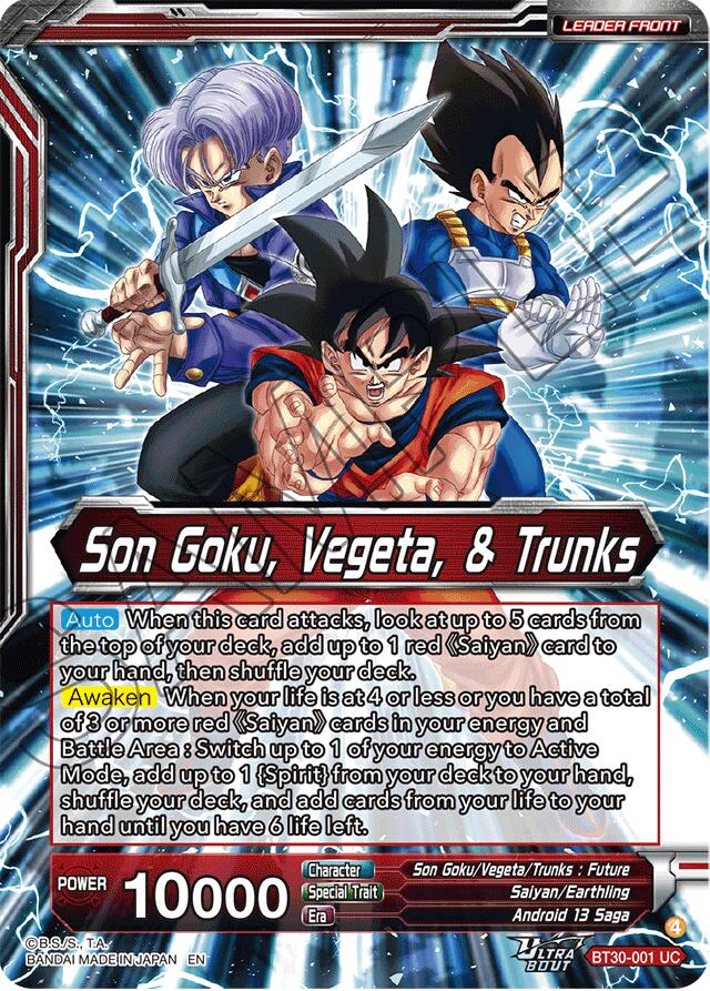 Son Goku, Vegeta, & Trunks // Super Saiyans United (SLR) (BT30-001) [Three Glorious Fighters] - Image 2