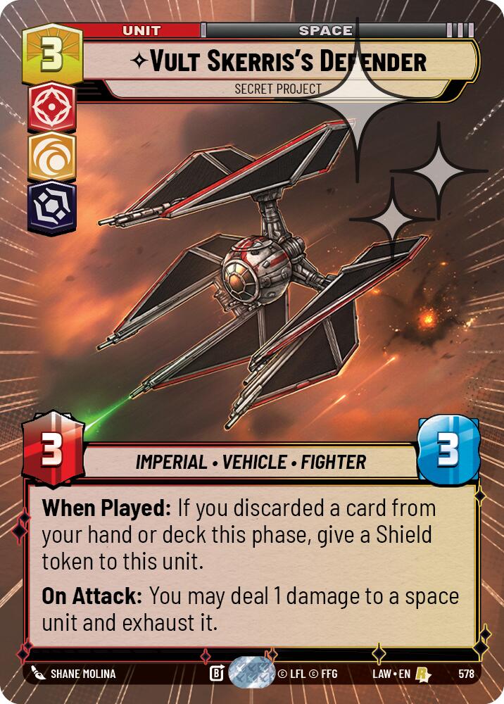 Vult Skerris's Defender - Secret Project (340) (Hyperspace Foil) (340) [A Lawless Time]